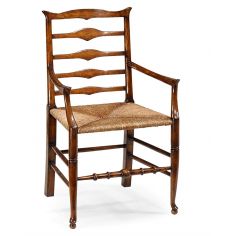 Dining Chairs Country Style Ladder Back Armchair with Rush Seat