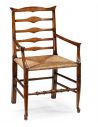 Dining Chairs Country Style Ladder Back Armchair with Rush Seat