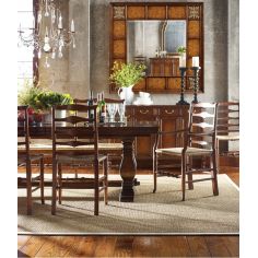 Dining Chairs Country Style Ladder Back Armchair with Rush Seat 2