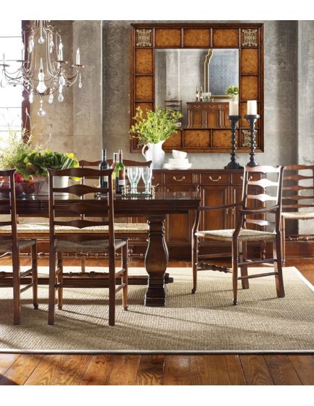 Dining Chairs Country Style Ladder Back Armchair with Rush Seat