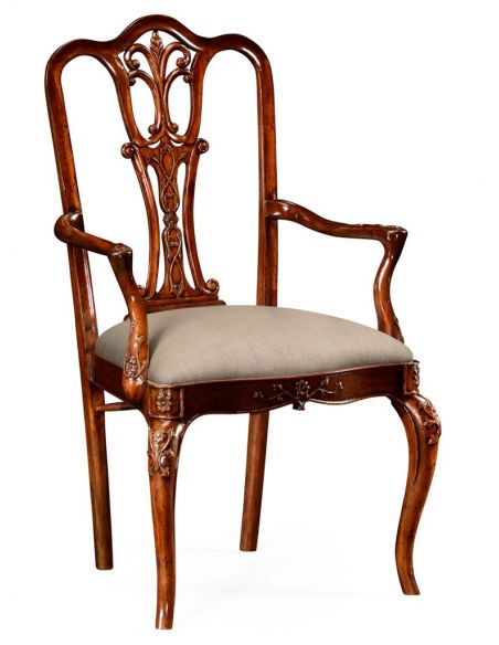 18th Century Mahogany Dining Armchair with Cabriole Legs