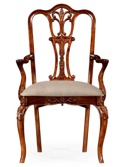 18th Century Mahogany Dining Armchair with Cabriole Legs