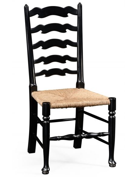 Country Style Black Ladder Back Dining Side Chair