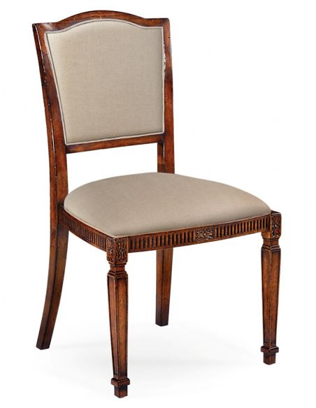 Classical Upholstered Medium Walnut Dining Chair