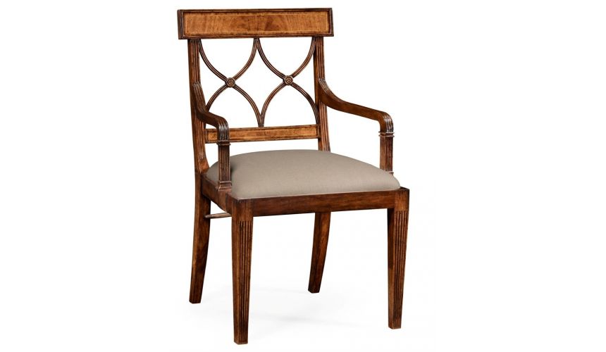 Dining Chairs Regency Style Crotch Walnut Dining Armchair