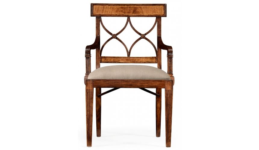 Dining Chairs Regency Style Crotch Walnut Dining Armchair