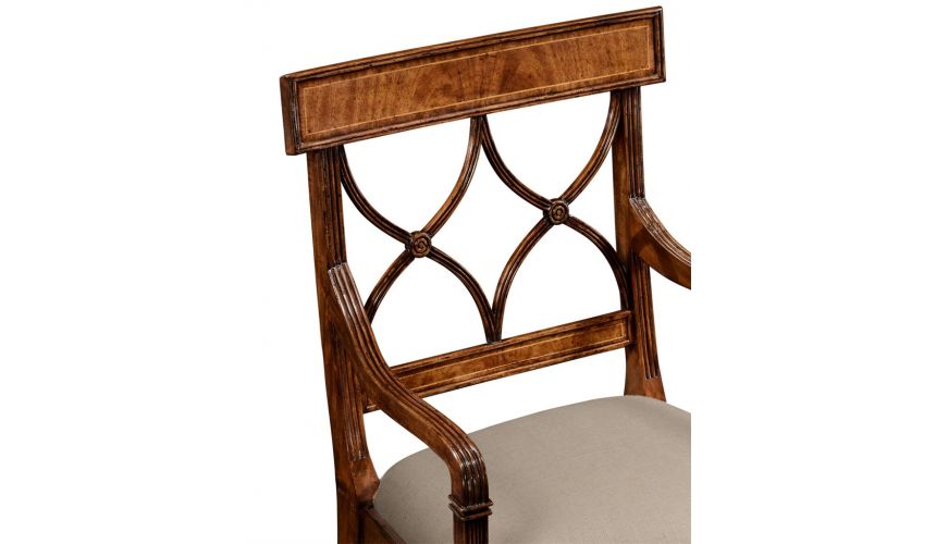 Dining Chairs Regency Style Crotch Walnut Dining Armchair