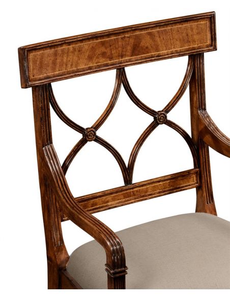 Dining Chairs Regency Style Crotch Walnut Dining Armchair