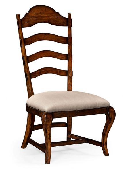 Rustic Ladder Back Dining Side Chair with Cabriole Legs