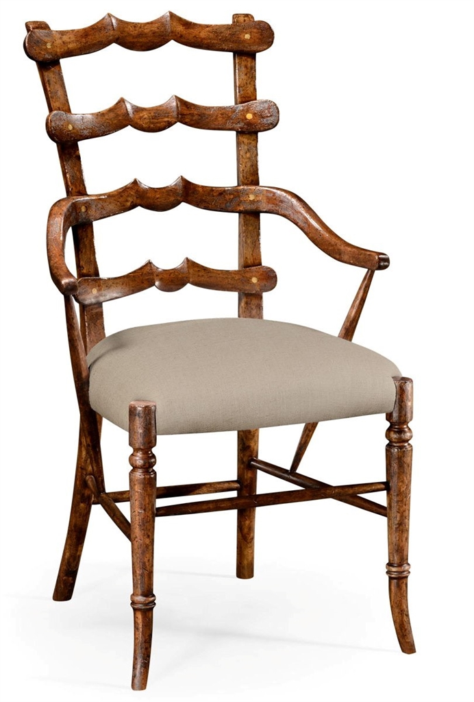 Dining Chairs Classic Walnut Yoke Ladder Back Dining Armchair