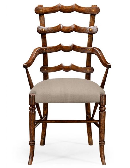Dining Chairs Classic Walnut Yoke Ladder Back Dining Armchair