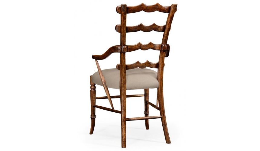 Dining Chairs Classic Walnut Yoke Ladder Back Dining Armchair