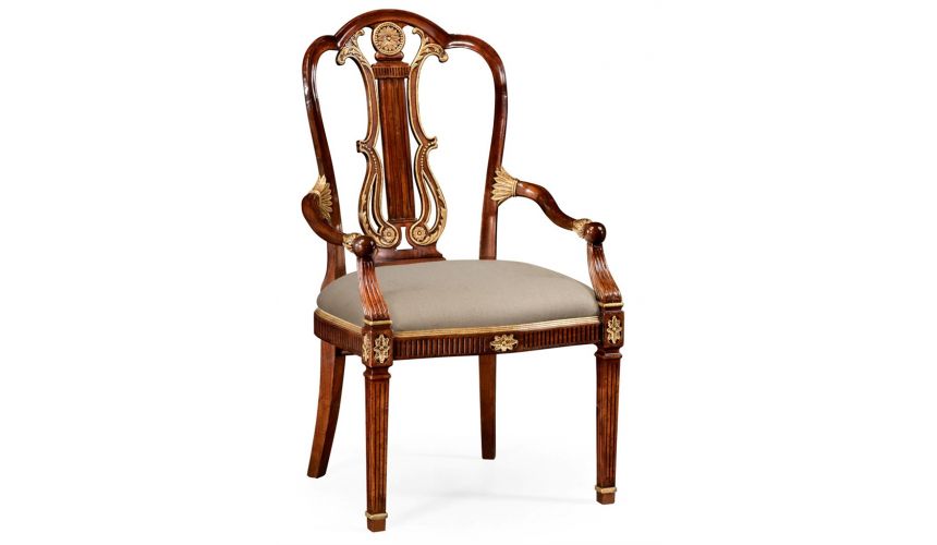 Dining Chairs Neo-Classical Mahogany Gilded Dining Armchair