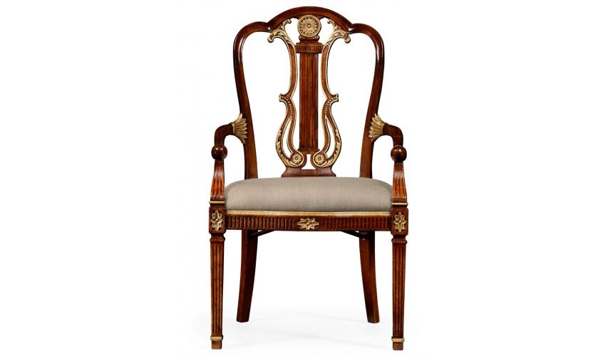 Dining Chairs Neo-Classical Mahogany Gilded Dining Armchair