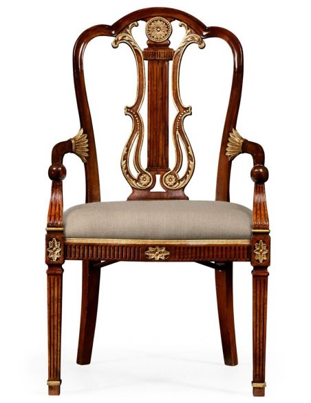 Dining Chairs Neo-Classical Mahogany Gilded Dining Armchair
