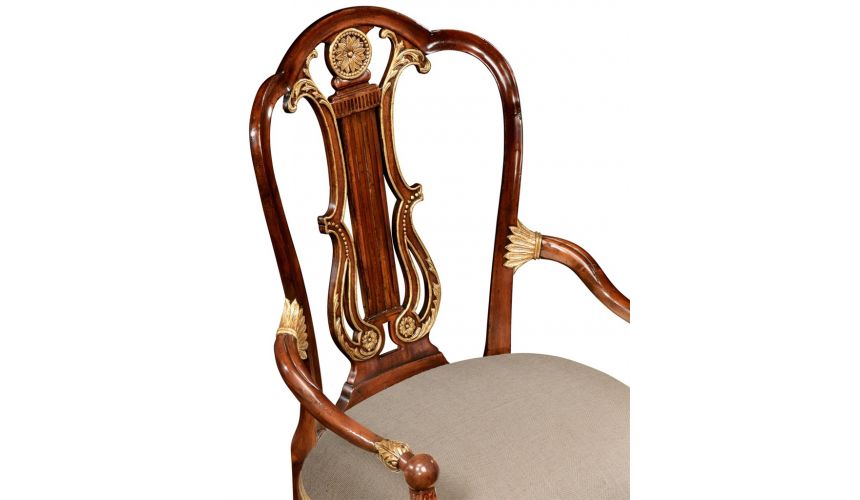 Dining Chairs Neo-Classical Mahogany Gilded Dining Armchair