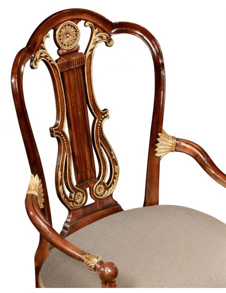 Dining Chairs Neo-Classical Mahogany Gilded Dining Armchair