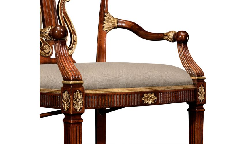 Dining Chairs Neo-Classical Mahogany Gilded Dining Armchair