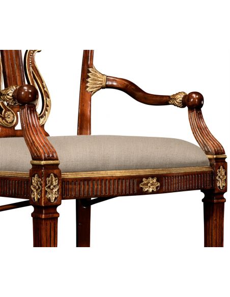Dining Chairs Neo-Classical Mahogany Gilded Dining Armchair