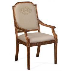 Dining Chairs 19th Century Style Dining Armchair with Golden Embroidery