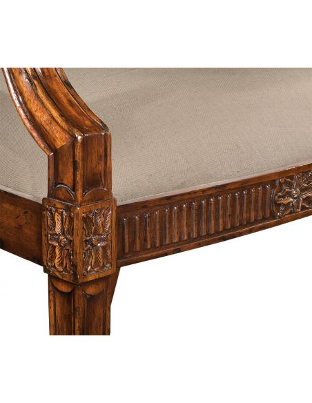 Dining Chairs 19th Century Style Dining Armchair with Golden Embroidery