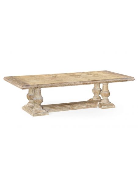 Heavy Distressed Limed Acacia Dining Table