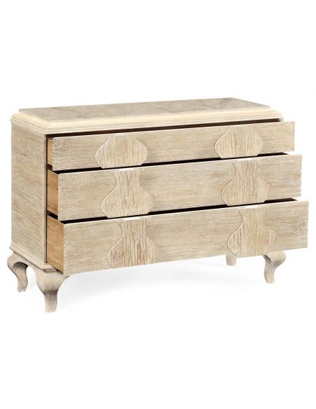 Breakfronts & China Cabinets Stylish Limed Acacia Chest of Drawer Marble Top