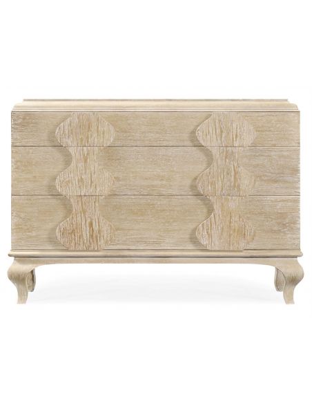 Breakfronts & China Cabinets Stylish Limed Acacia Chest of Drawer Marble Top