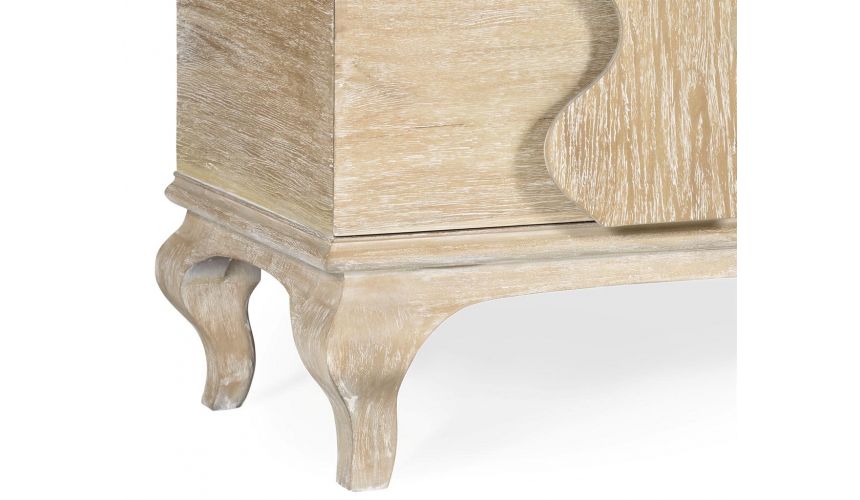 Breakfronts & China Cabinets Stylish Limed Acacia Chest of Drawer Marble Top