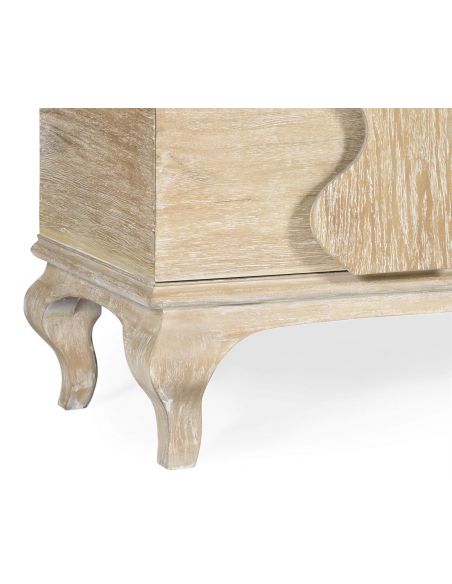 Breakfronts & China Cabinets Stylish Limed Acacia Chest of Drawer Marble Top