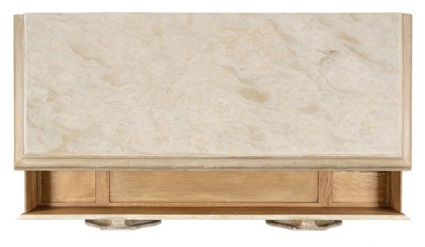 Breakfronts & China Cabinets Stylish Limed Acacia Chest of Drawer Marble Top