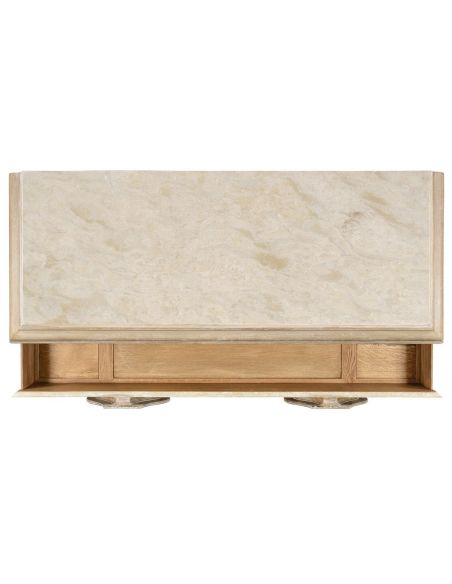 Breakfronts & China Cabinets Stylish Limed Acacia Chest of Drawer Marble Top