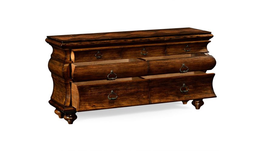 Breakfronts & China Cabinets Antiqued Walnut Rectangular Chest of Drawers