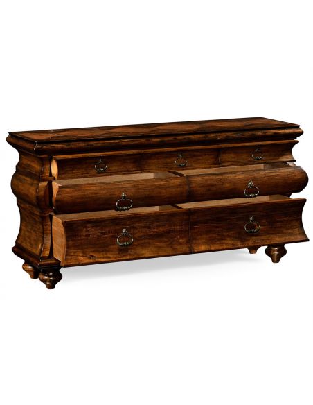 Breakfronts & China Cabinets Antiqued Walnut Rectangular Chest of Drawers