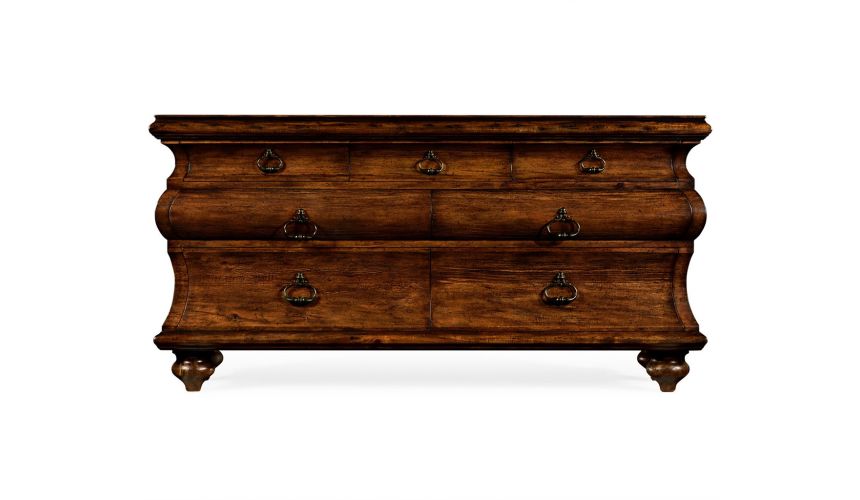 Breakfronts & China Cabinets Antiqued Walnut Rectangular Chest of Drawers