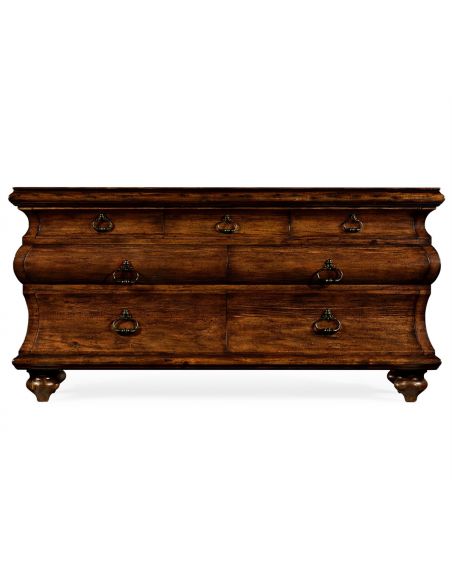 Breakfronts & China Cabinets Antiqued Walnut Rectangular Chest of Drawers