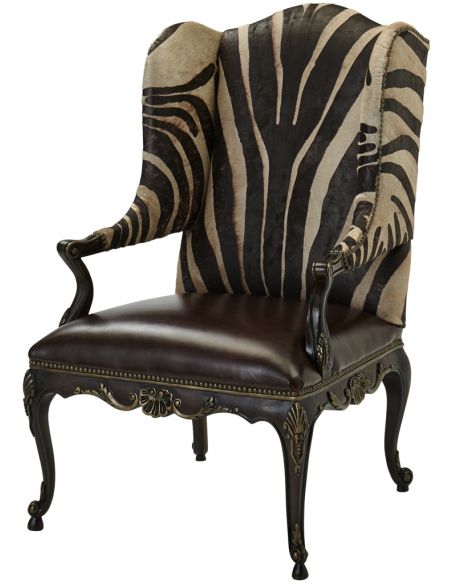 Patterned Wingback Arm Chair