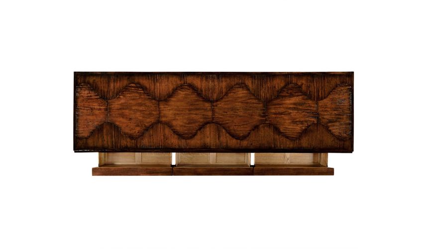 Breakfronts & China Cabinets Antiqued Walnut Rectangular Chest of Drawers