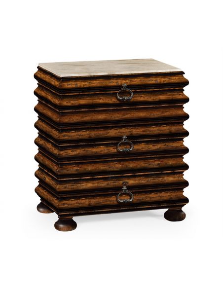 Rectangular Rust Chest of Drawer with Marble Top