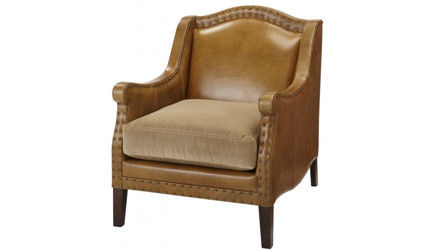 Luxury Leather & Upholstered Furniture Curved Backrest Arm Chair
