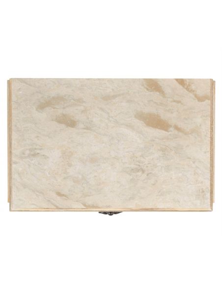 Breakfronts & China Cabinets Rectangular Acacia Chest of Drawer with Marble Top