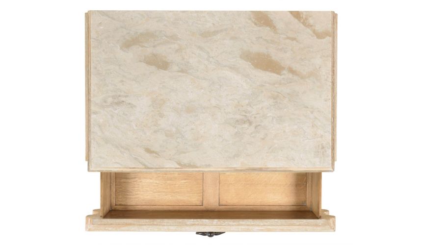 Breakfronts & China Cabinets Rectangular Acacia Chest of Drawer with Marble Top