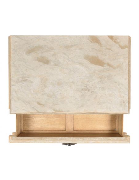 Breakfronts & China Cabinets Rectangular Acacia Chest of Drawer with Marble Top