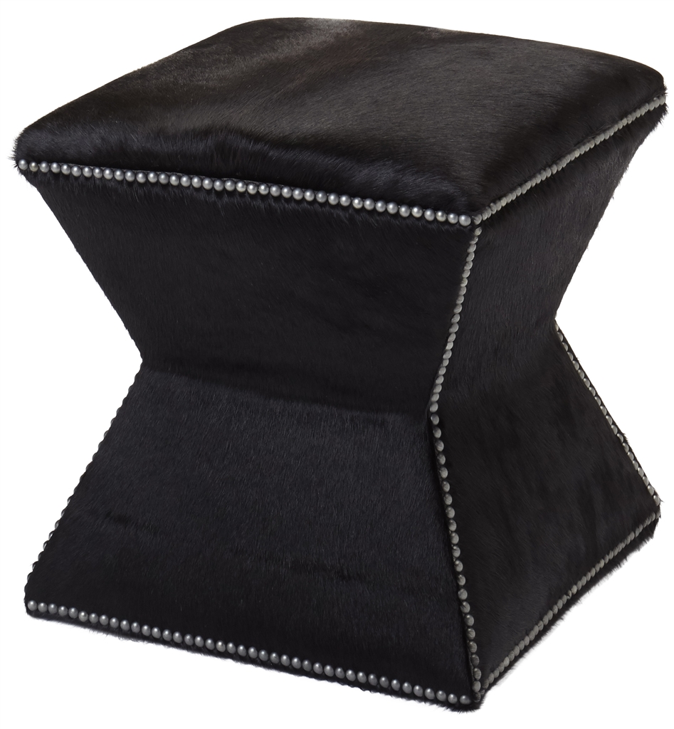 Luxury Leather & Upholstered Furniture Upholstered Ottoman with Nail Head Trims
