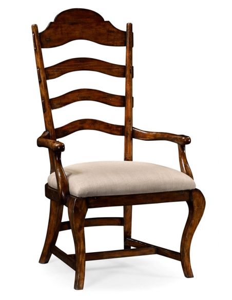 Country Style Curved Ladderback Dining Armchair
