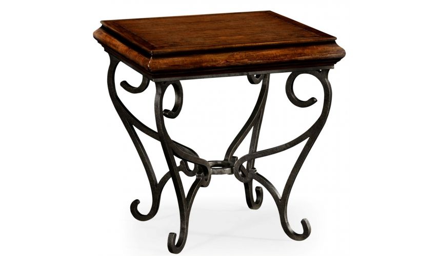 Square Country Style Walnut Side Table