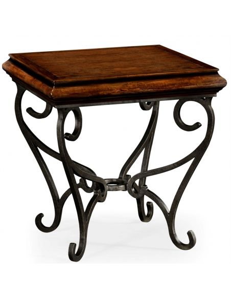 Square Country Style Walnut Side Table