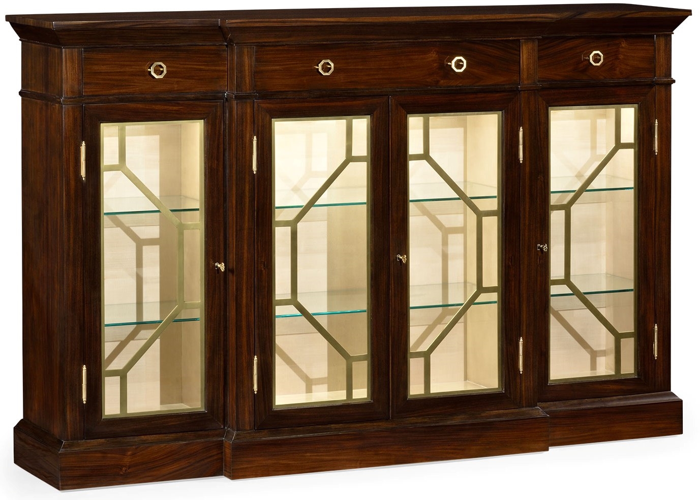 Breakfronts & China Cabinets Elegant Breakfront Display Cabinet with 4 Doors