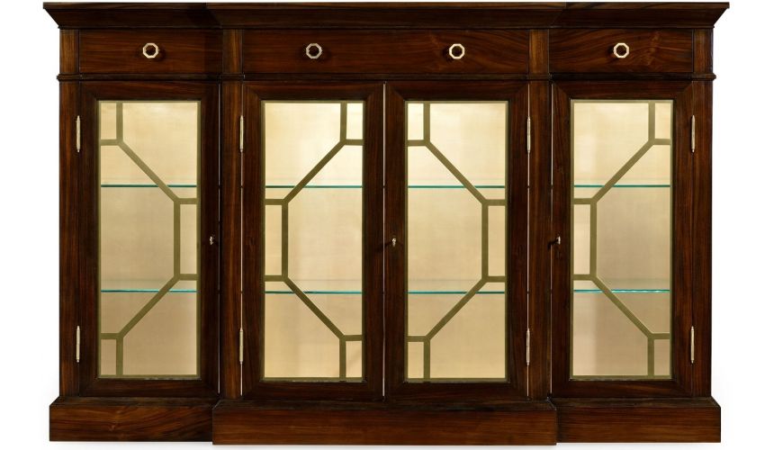 Breakfronts & China Cabinets Elegant Breakfront Display Cabinet with 4 Doors