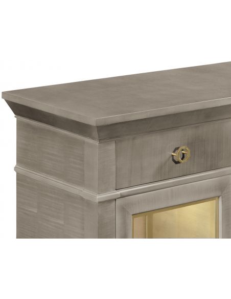 Breakfronts & China Cabinets Grey Sycamore Breakfront Display Cabinet with 4 Doors